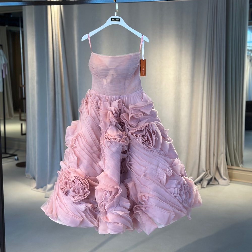 Milla Dramatically flowered tulle dress in misty pink - Picture 3 of 6